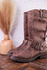 Forever Boots with Buckle Details in Chocolate Brown - Whiskey Skies - VERY G