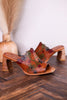 Foxxila Floral Embossed Blocky Heels - Whiskey Skies - SPRING FOOTWEAR