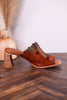 Foxxila Floral Embossed Blocky Heels - Whiskey Skies - SPRING FOOTWEAR