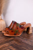 Foxxila Floral Embossed Blocky Heels - Whiskey Skies - SPRING FOOTWEAR