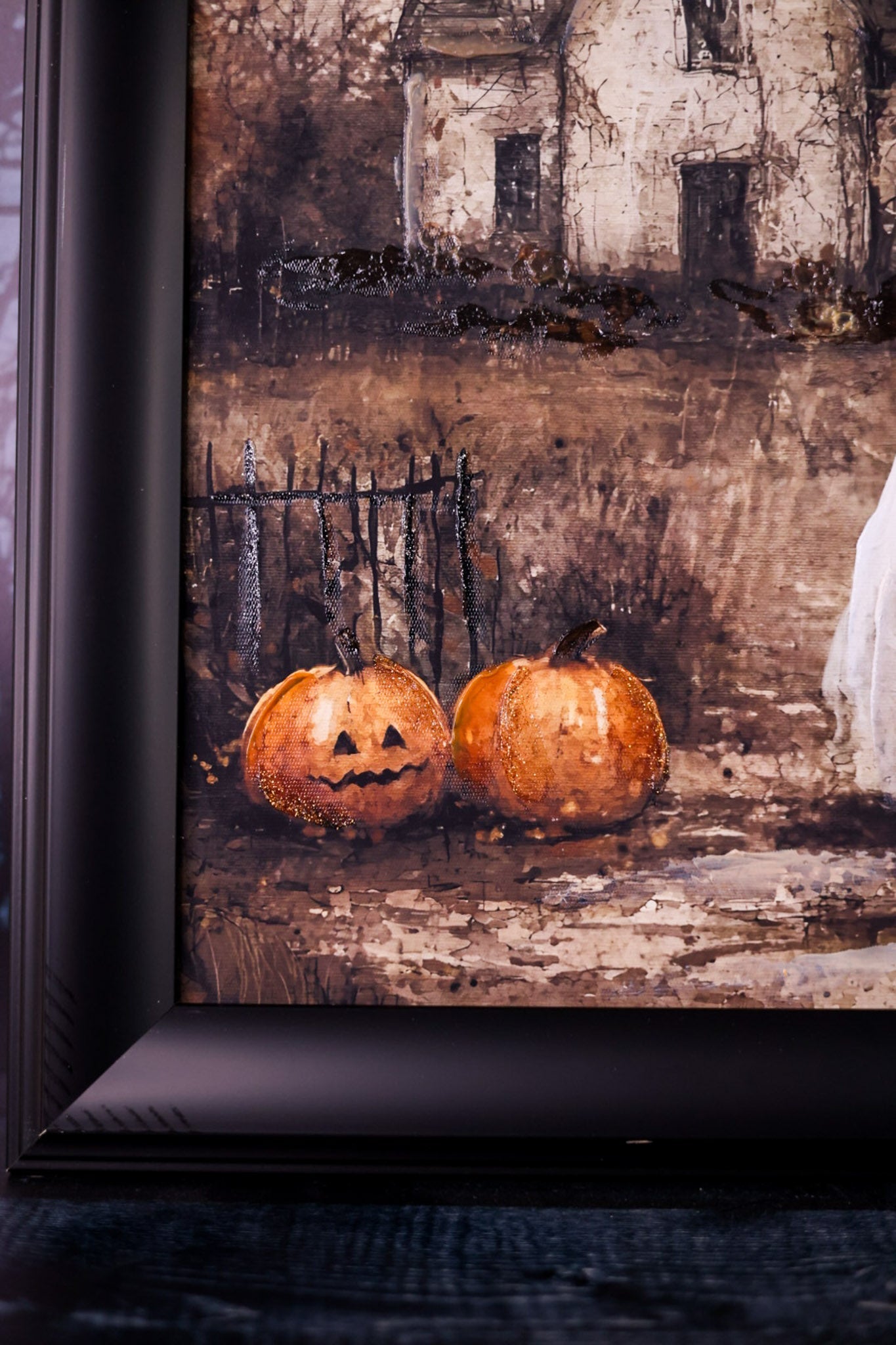 Framed Haunted House Happy Halloween Sign - Whiskey Skies - MELROSE INTL