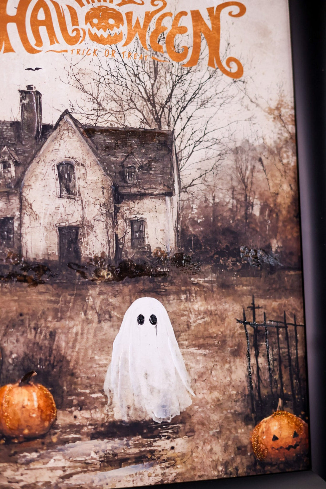 Framed Haunted House Happy Halloween Sign - Whiskey Skies - MELROSE INTL