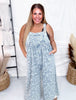 Frayed Checkered Denim Wide Leg Overalls - Whiskey Skies - BIBI