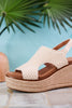 Freddie Natural Crochet Wedge Sandals - Whiskey Skies - CORKYS FOOTWEAR