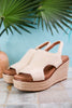 Freddie Natural Crochet Wedge Sandals - Whiskey Skies - CORKYS FOOTWEAR