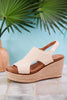 Freddie Natural Crochet Wedge Sandals - Whiskey Skies - CORKYS FOOTWEAR