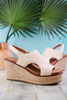 Freddie Natural Crochet Wedge Sandals - Whiskey Skies - CORKYS FOOTWEAR
