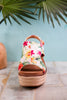 Freddie White Floral Wedge Sandals - Whiskey Skies - CORKYS FOOTWEAR