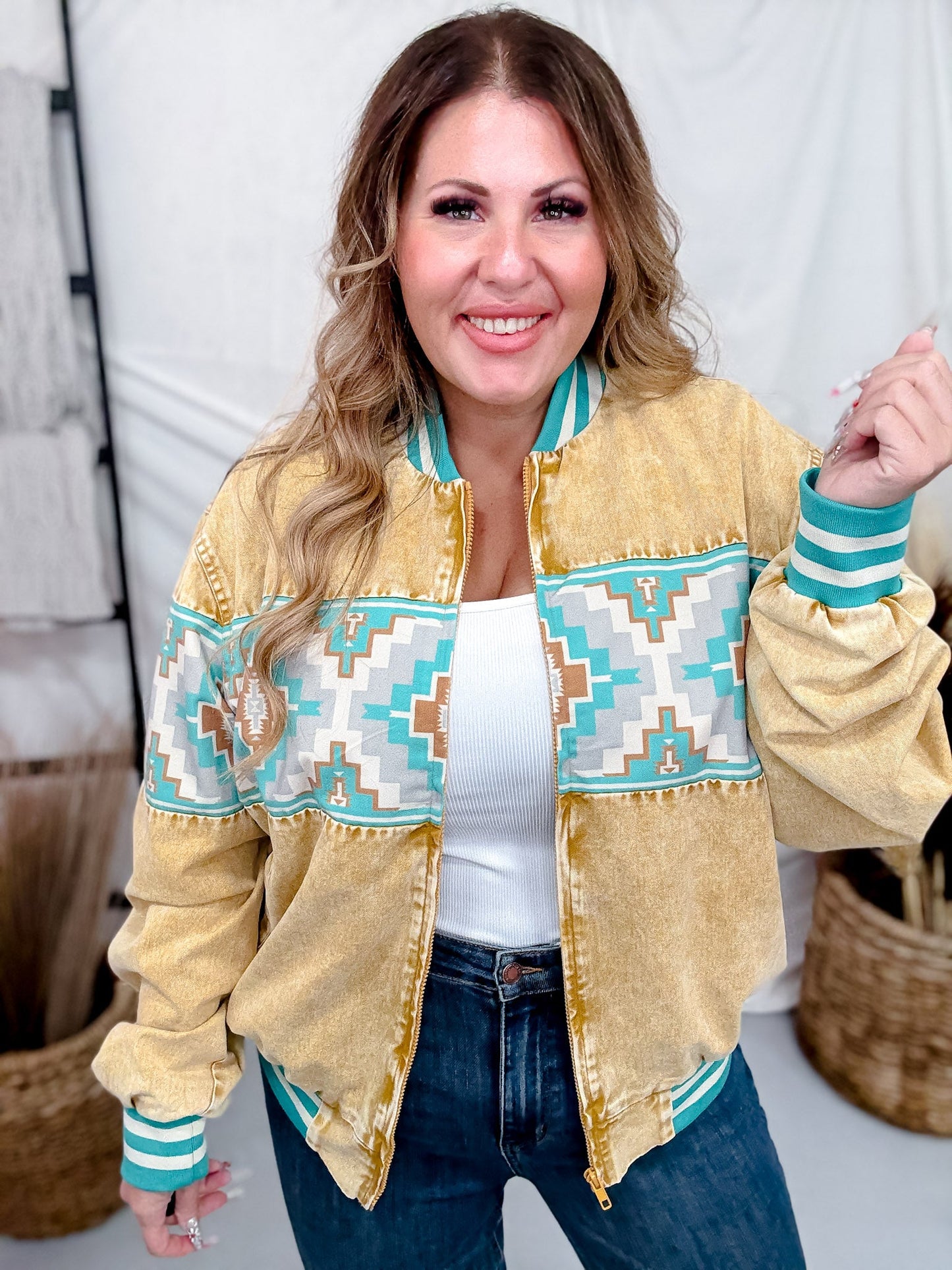 Fresh Outta The 90's Bomber Jacket - Whiskey Skies - STERLING KREEK