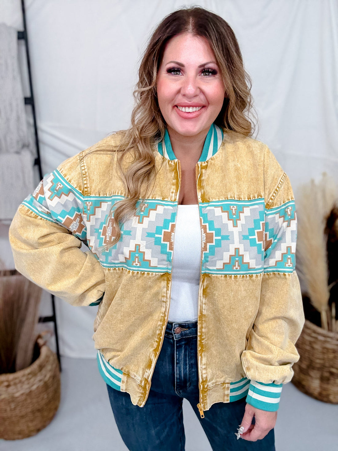 Fresh Outta The 90's Bomber Jacket - Whiskey Skies - STERLING KREEK