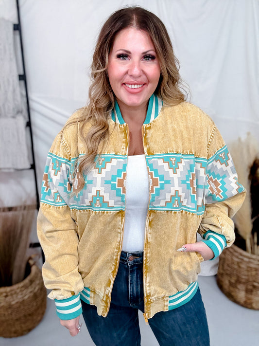 Fresh Outta The 90's Bomber Jacket - Whiskey Skies - STERLING KREEK