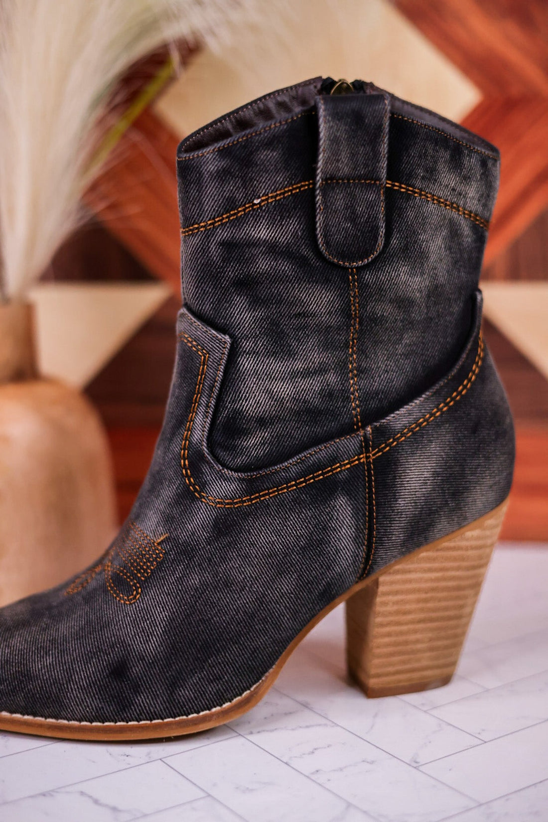 Friends in Low Places Dark Blue Denim Ankle Boots - Whiskey Skies - CORKYS FOOTWEAR