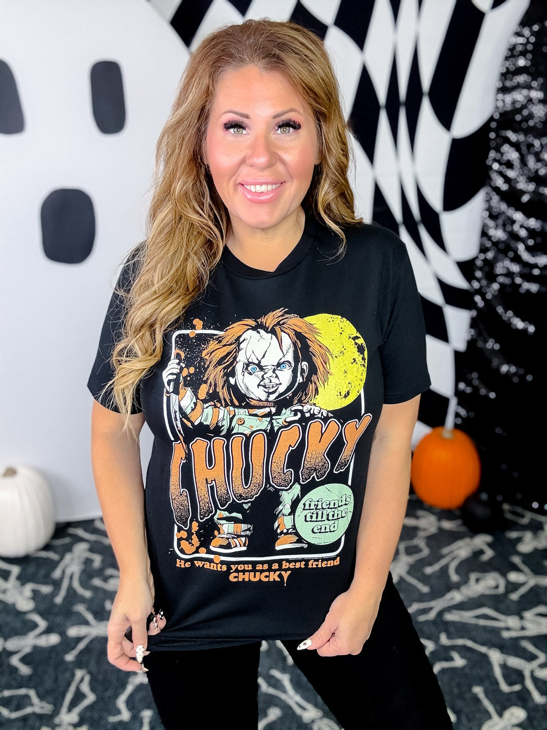 "Friends Til The End" Chucky Licensed Graphic Tee - Whiskey Skies - AMERICAN CLASSICS