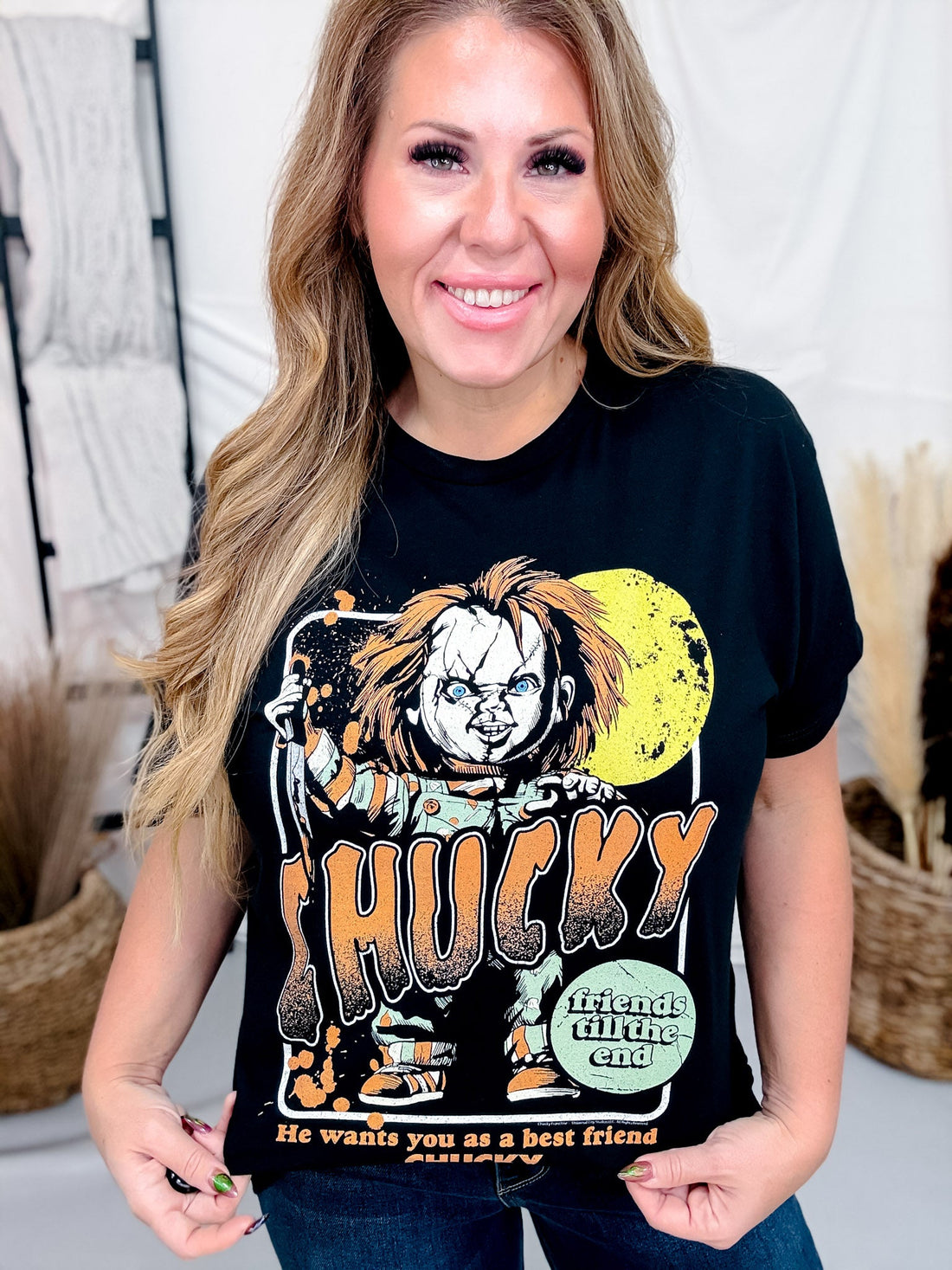 "Friends Til The End" Chucky Licensed Graphic Tee - Whiskey Skies - AMERICAN CLASSICS