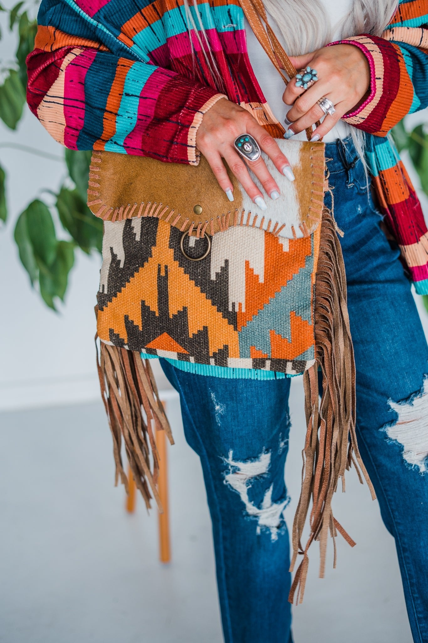 Fringe Aztec Bag - Whiskey Skies - OLAY BAGS