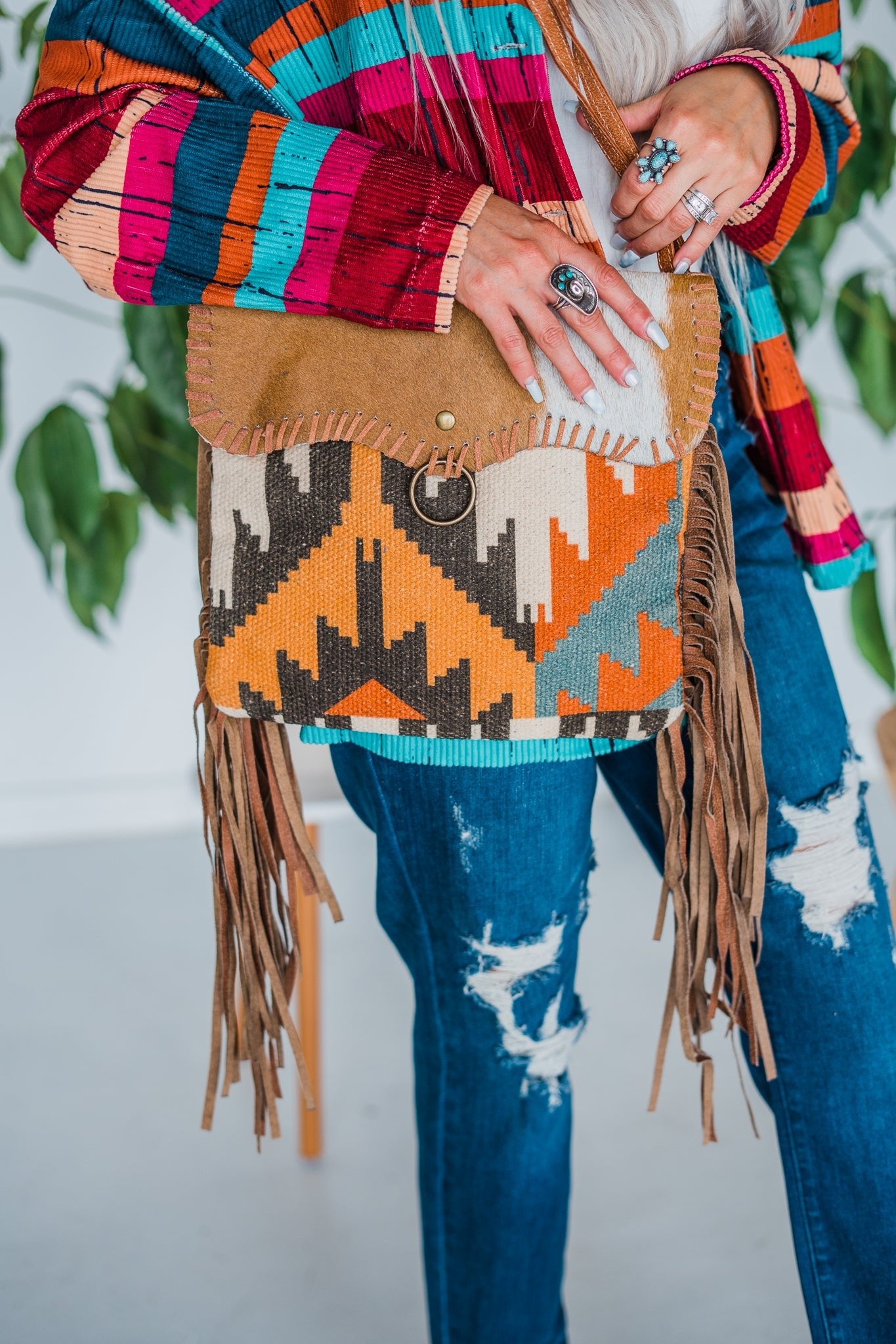 Fringe Aztec Bag - Whiskey Skies - OLAY BAGS