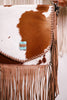 Fringed Leather and Hair On Hide Bag with Turquoise Accent Stone - Whiskey Skies - MYRA BAGS