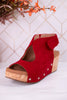 Frisky Dark Red Wedges - Whiskey Skies - CORKYS FOOTWEAR