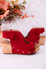 Frisky Dark Red Wedges - Whiskey Skies - CORKYS FOOTWEAR