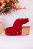 Frisky Dark Red Wedges - Whiskey Skies - CORKYS FOOTWEAR