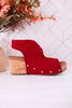 Frisky Dark Red Wedges - Whiskey Skies - CORKYS FOOTWEAR