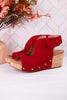 Frisky Dark Red Wedges - Whiskey Skies - CORKYS FOOTWEAR