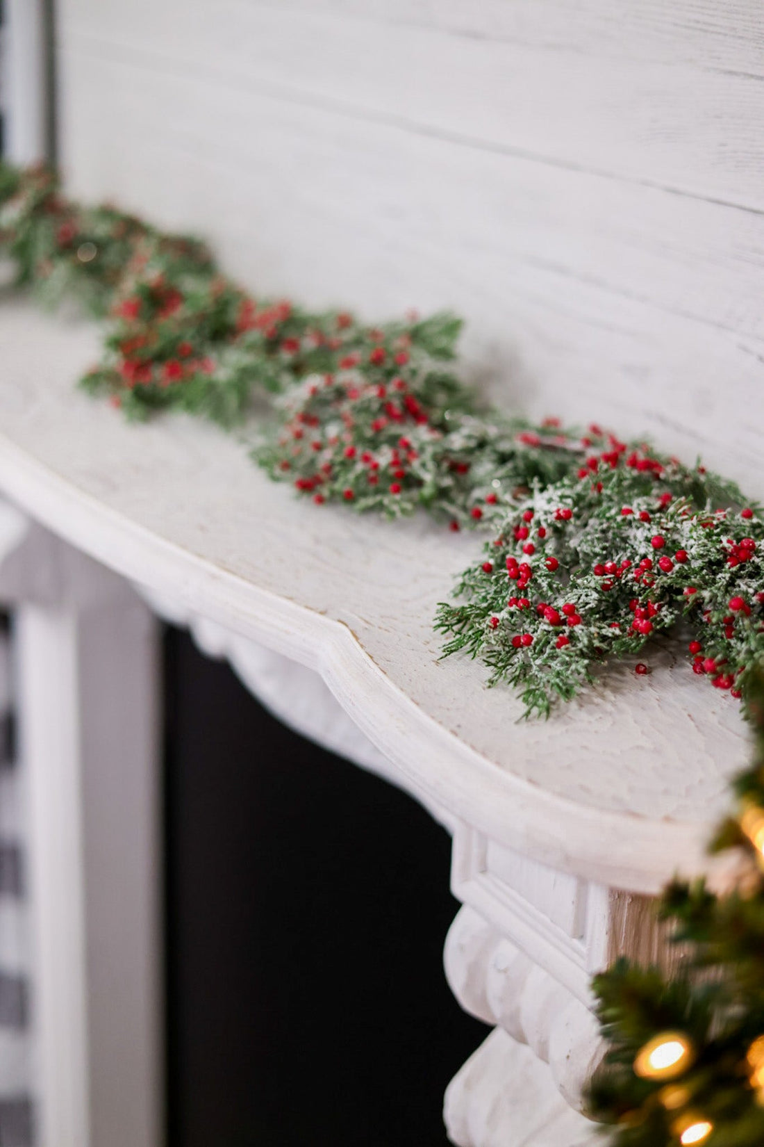 Frosted Cedar and Red Berries 5' Garland - Whiskey Skies - SULLIVANS