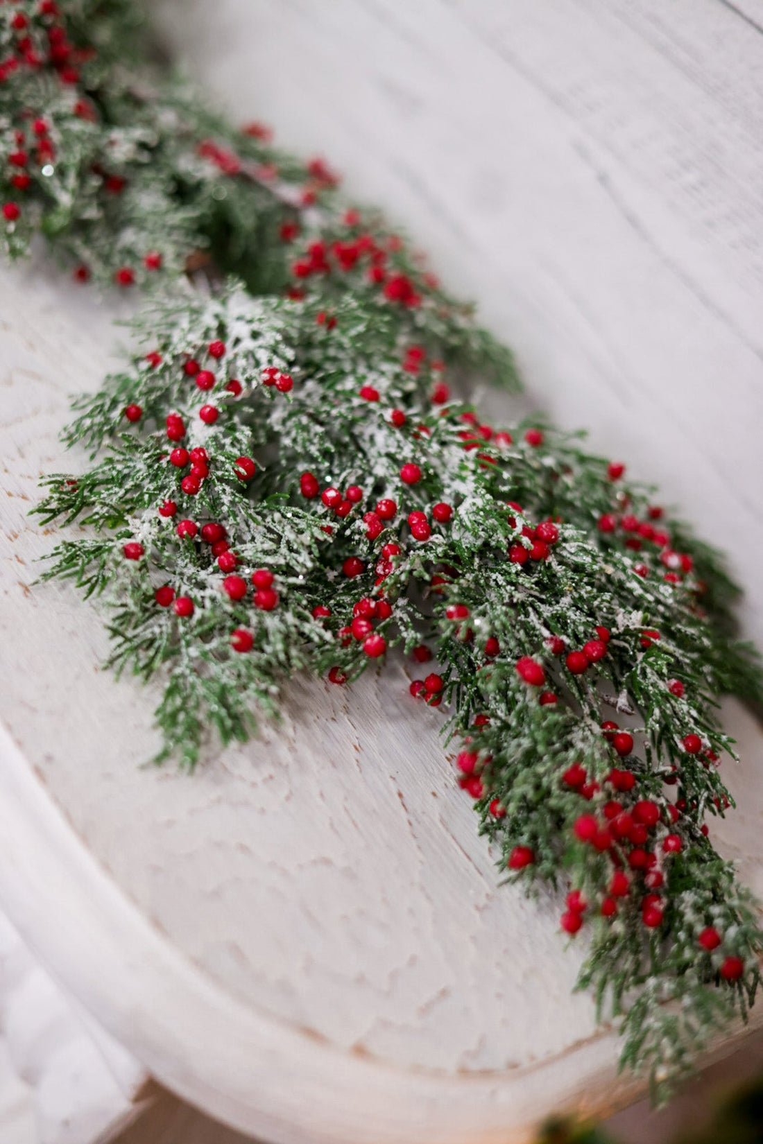 Frosted Cedar and Red Berries 5' Garland - Whiskey Skies - SULLIVANS