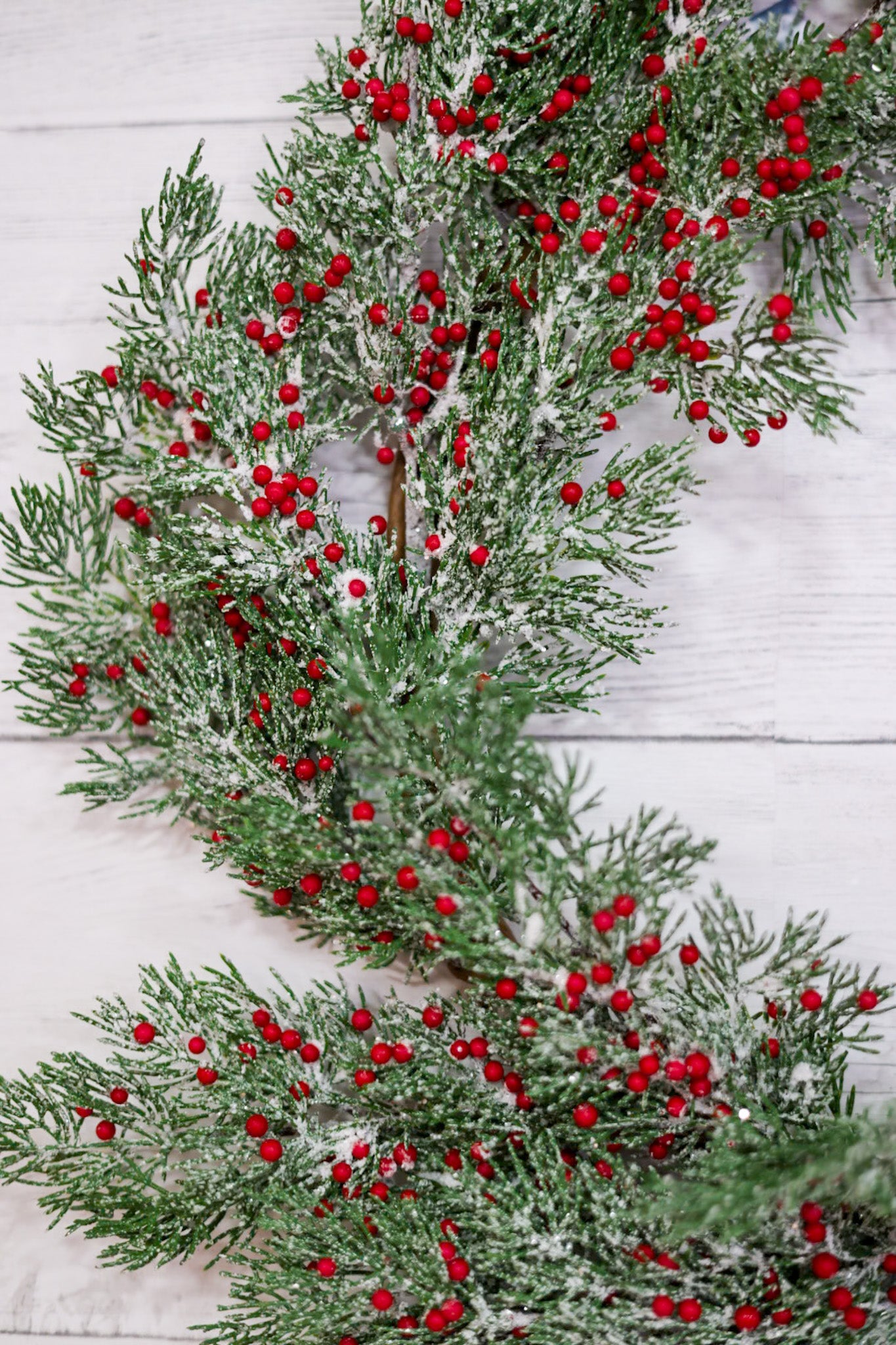 Frosted Cedar and Red Berries Wreath - Whiskey Skies - SULLIVANS