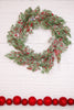 Frosted Cedar and Red Berries Wreath - Whiskey Skies - SULLIVANS