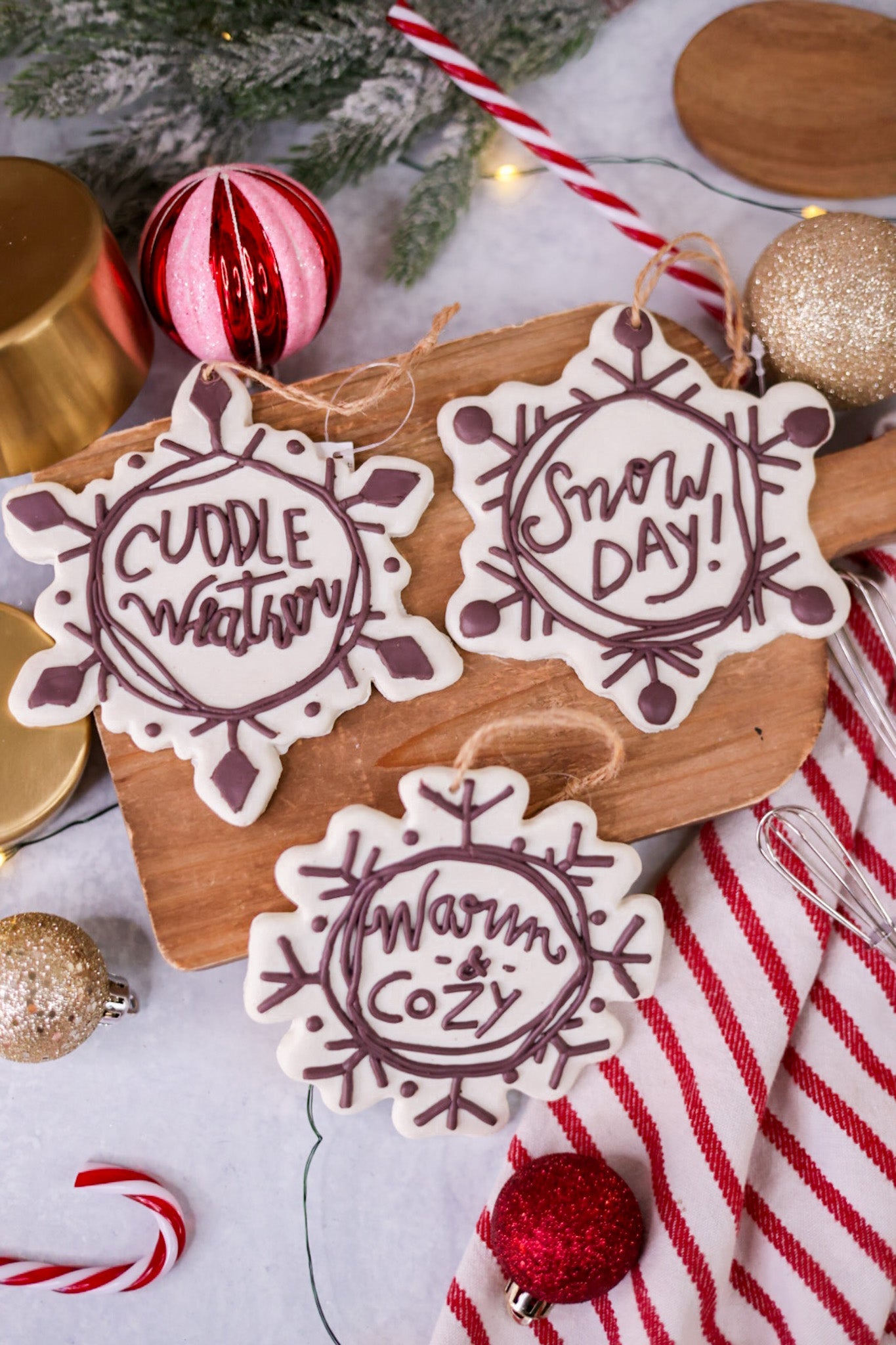 Frosted Snowflake Cookie Ornaments (3 Styles) - Whiskey Skies - MELROSE INTL