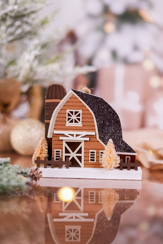 Frosty Winter Barn Christmas Ornament - Whiskey Skies - MELROSE INTL