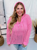 Fuchsia Crochet Knit Cross Strap Hoodie - Whiskey Skies - BIBI