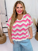 Fuchsia Pointelle Wave Pattern Sweater - Whiskey Skies - BIBI