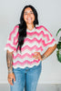 Fuchsia Pointelle Wave Pattern Sweater - Whiskey Skies - BIBI