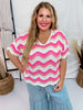 Fuchsia Pointelle Wave Pattern Sweater - Whiskey Skies - BIBI