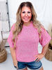 Fuchsia Textured Knit Half Sleeve Sweater - Whiskey Skies - BIBI