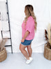 Fuchsia Textured Knit Half Sleeve Sweater - Whiskey Skies - BIBI