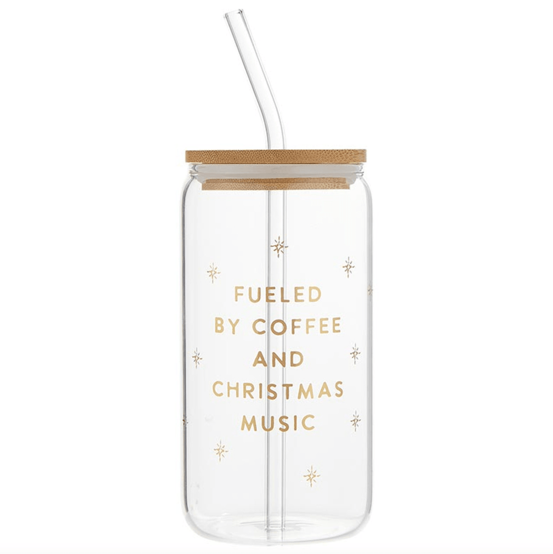 Fueled By Coffee & Christmas Music Glass Tumbler - Whiskey Skies - CREATIVE BRANDS