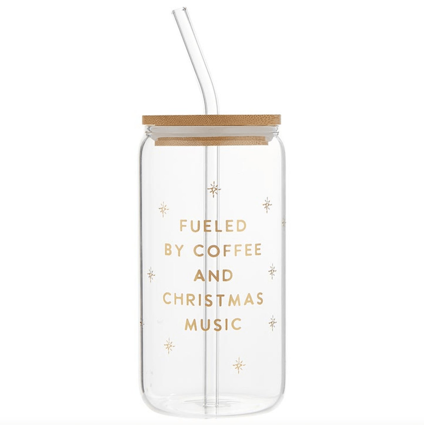 Fueled By Coffee & Christmas Music Glass Tumbler - Whiskey Skies - CREATIVE BRANDS