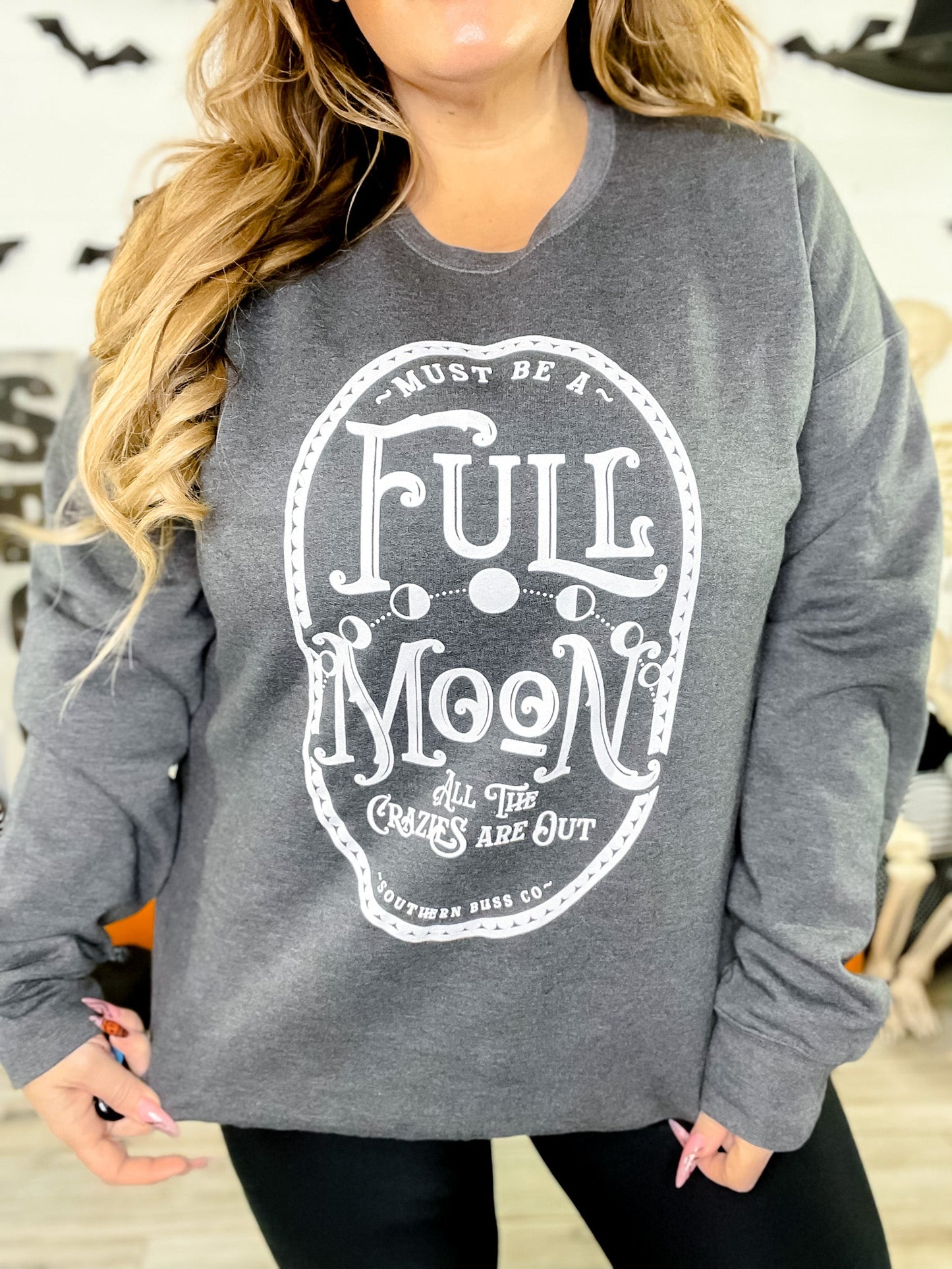 Full Moon Graphic Sweatshirt - Whiskey Skies - SOUTHERN BLISS COMPANY