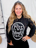 Full Moon Long Sleeve Bleached Graphic Top - Whiskey Skies - SOUTHERN BLISS COMPANY