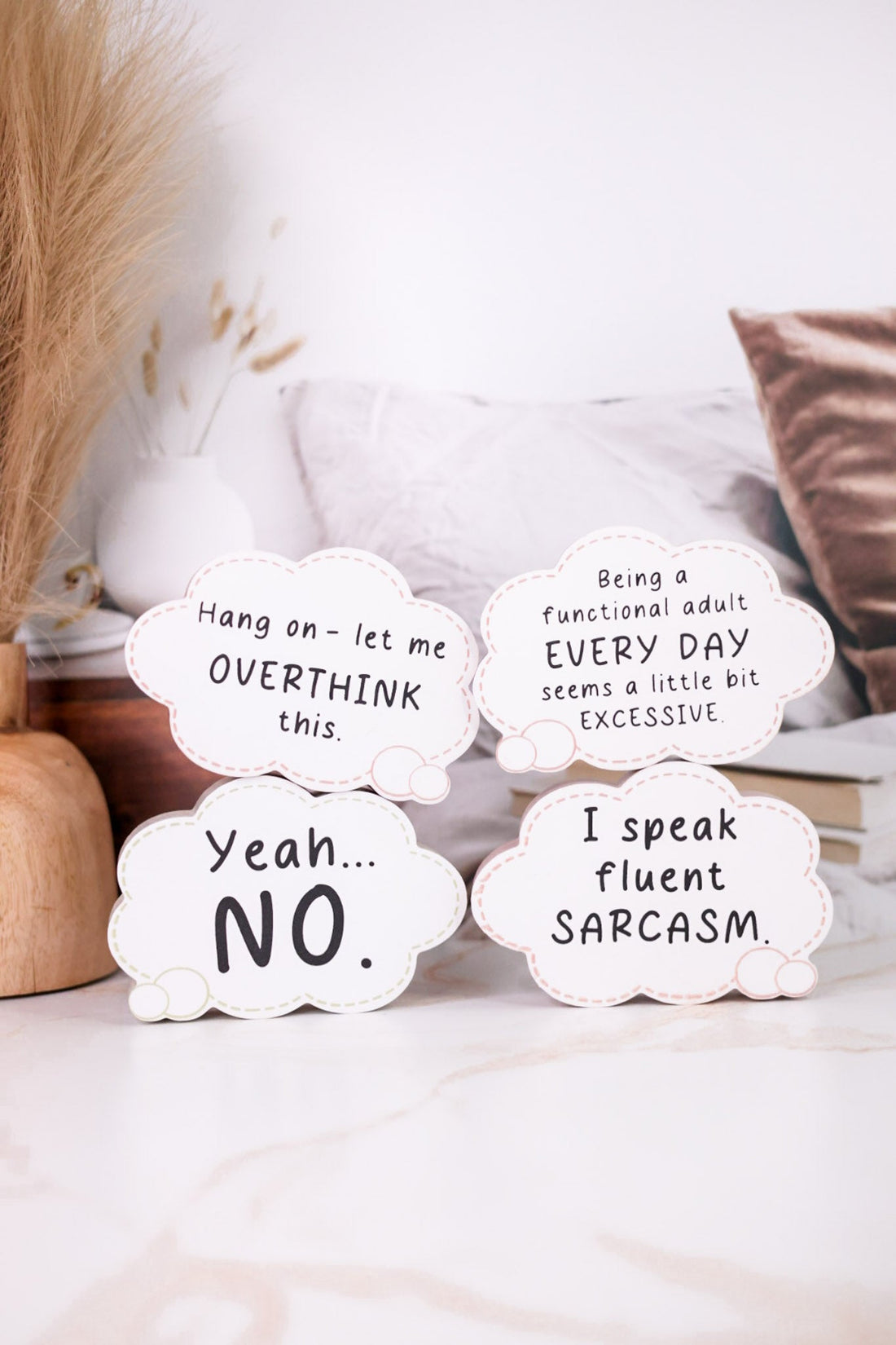 Funny Thought Bubble Chunky Wooden Sitters (4 Styles) - Whiskey Skies - YOUNG'S INC