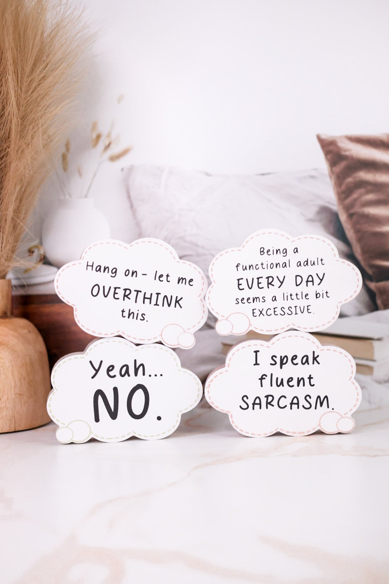 Funny Thought Bubble Chunky Wooden Sitters (4 Styles) - Whiskey Skies - YOUNG'S INC