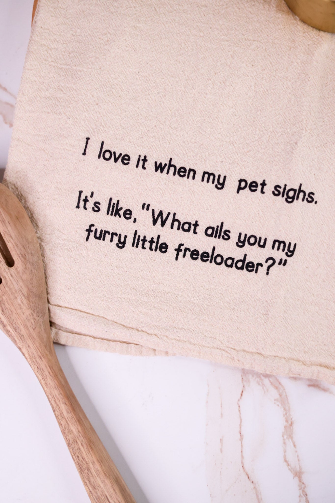 Furry Little Freeloader Kitchen Towel - Whiskey Skies - ELLEMBEE