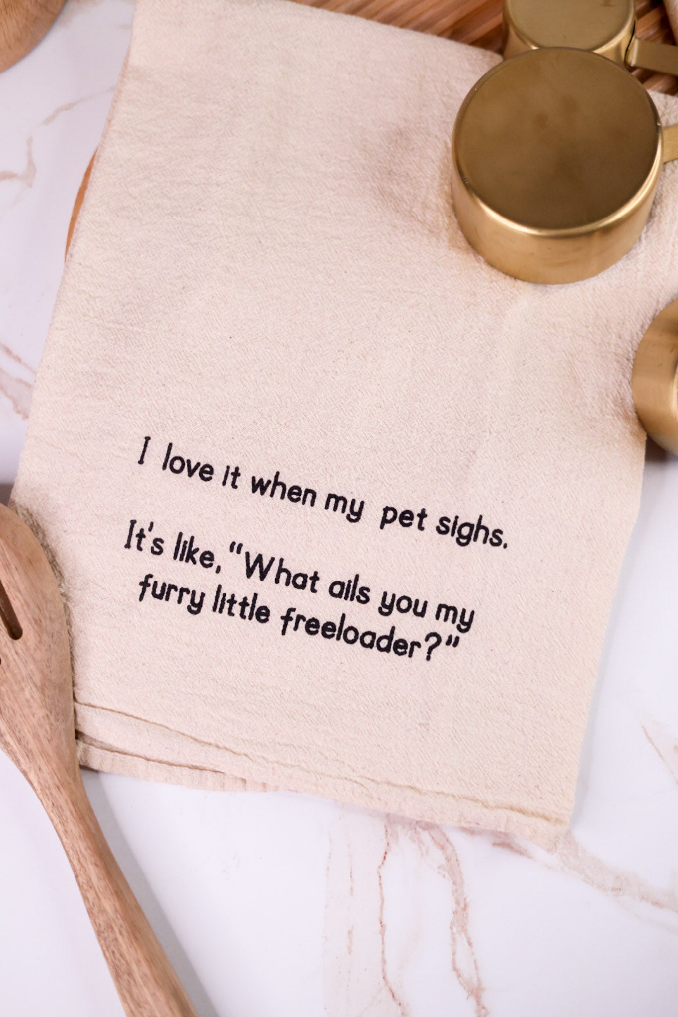 Furry Little Freeloader Kitchen Towel - Whiskey Skies - ELLEMBEE