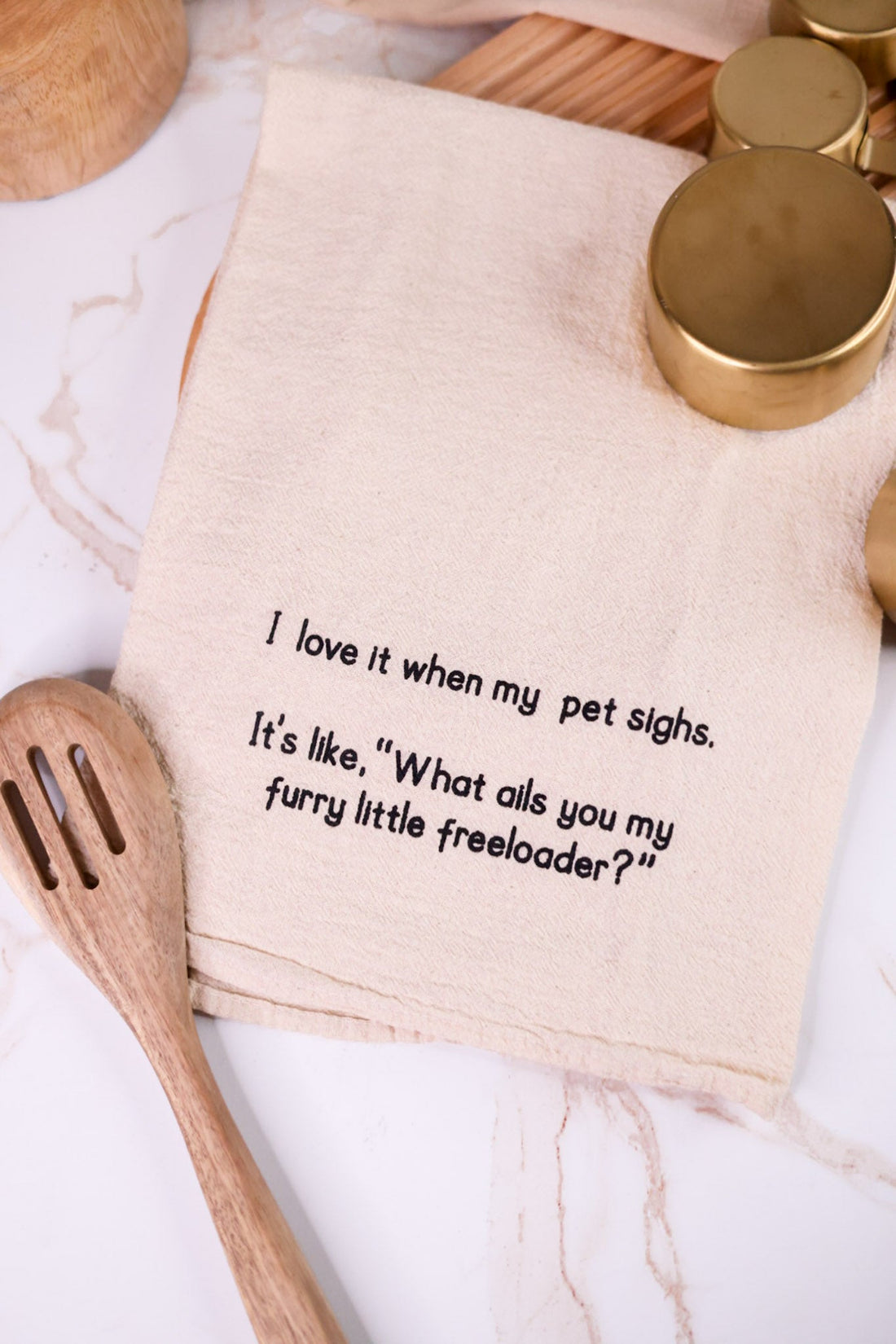 Furry Little Freeloader Kitchen Towel - Whiskey Skies - ELLEMBEE