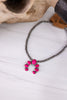 Fuschia Squash Blossom Pendant Choker Necklace - Whiskey Skies - BOHO RANCH SHOP