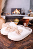Fuzzy Slippers With Maple Gingham Bow - Whiskey Skies - THE DARLING EFFECT