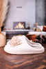 Fuzzy Slippers With Maple Gingham Bow - Whiskey Skies - THE DARLING EFFECT